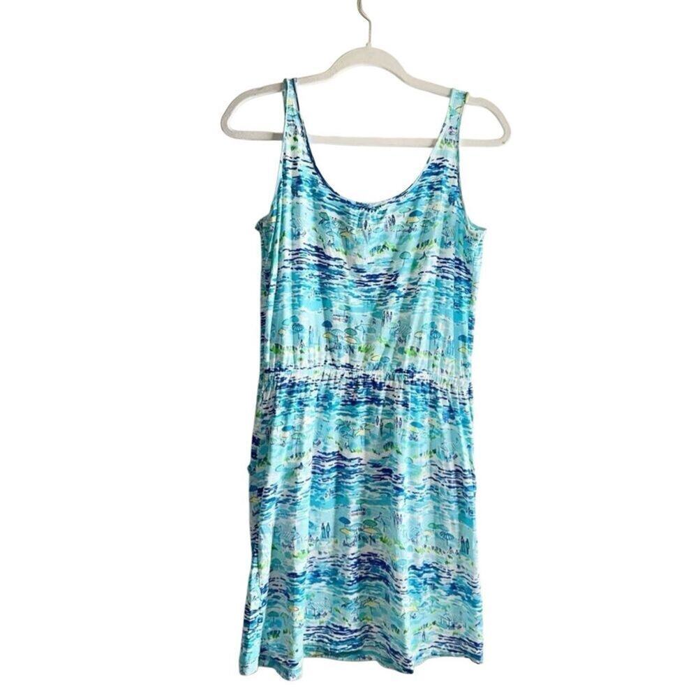 Lilly Pulitzer Dress Size XS Blue Sleeveless High Tide Toile Beach Print - Picture 5 of 8